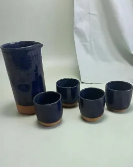 Set jarra y vasos azul cobalto