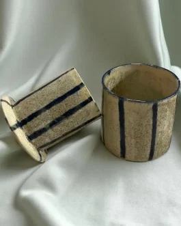 Mantequillera Francesa líneas azules